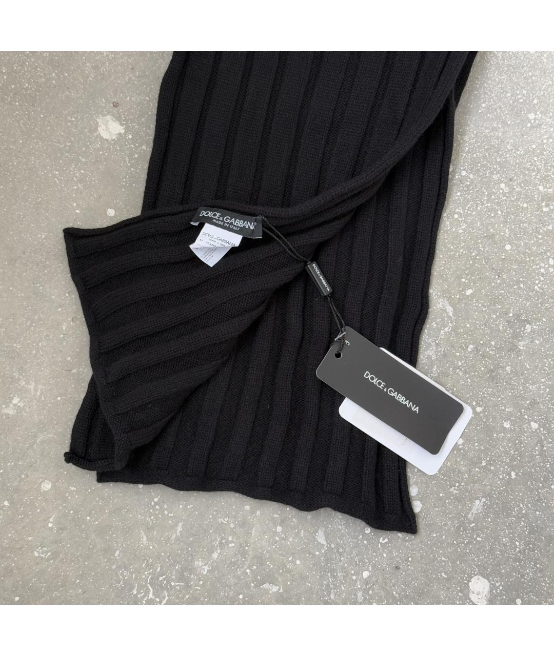 DOLCE&GABBANA Черный кашемировый шарф, фото 3