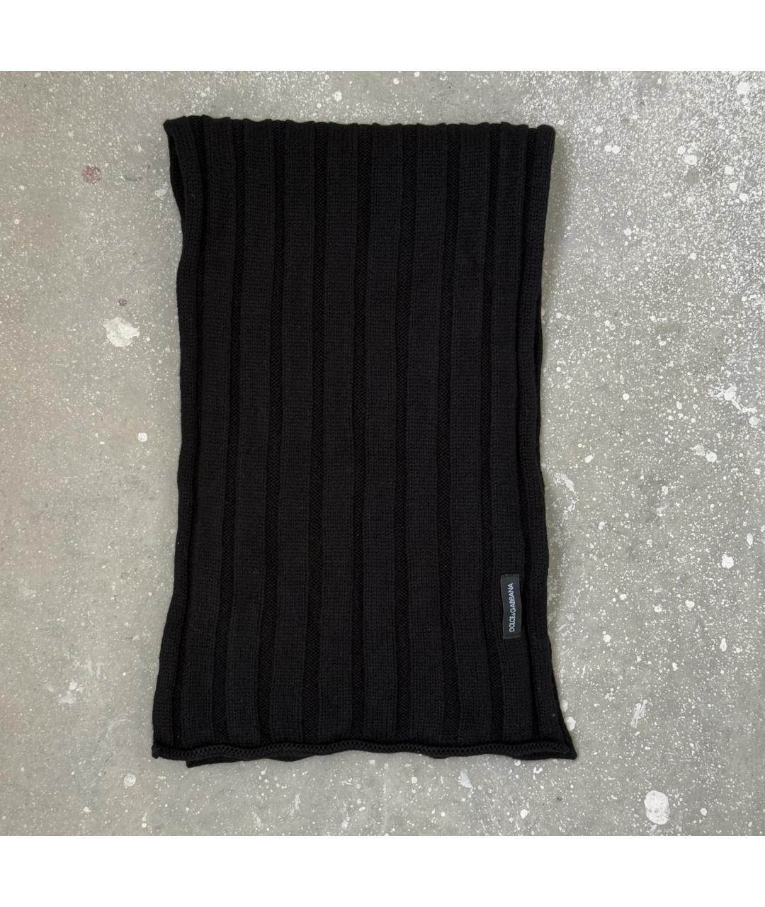 DOLCE&GABBANA Черный кашемировый шарф, фото 6