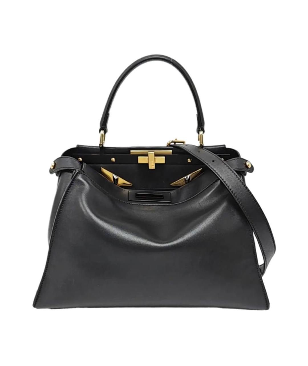 FENDI Черная кожаная сумка тоут, фото 9