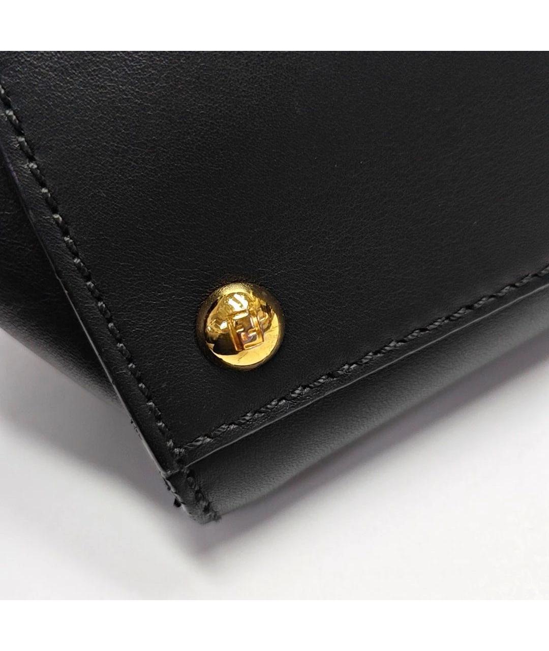 FENDI Черная кожаная сумка тоут, фото 8