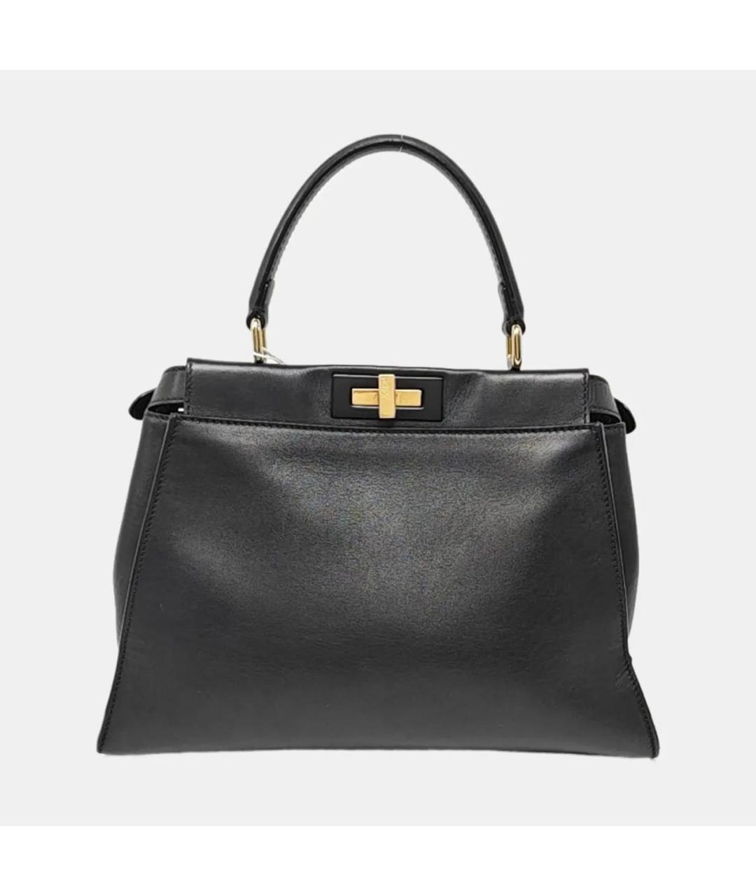 FENDI Черная кожаная сумка тоут, фото 4