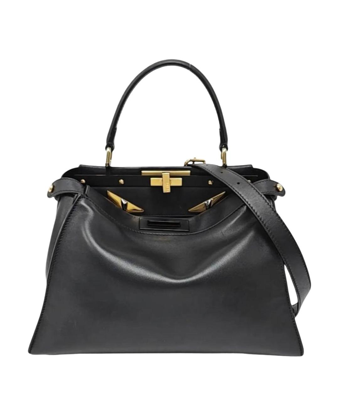 FENDI Черная кожаная сумка тоут, фото 1