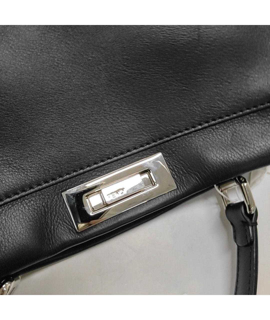 FENDI Черная кожаная сумка тоут, фото 7