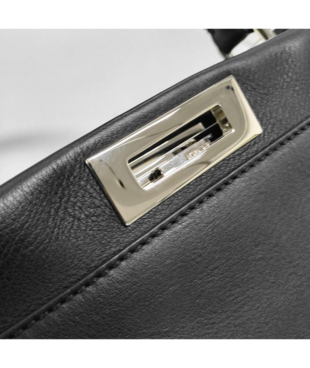 FENDI Черная кожаная сумка тоут, фото 6