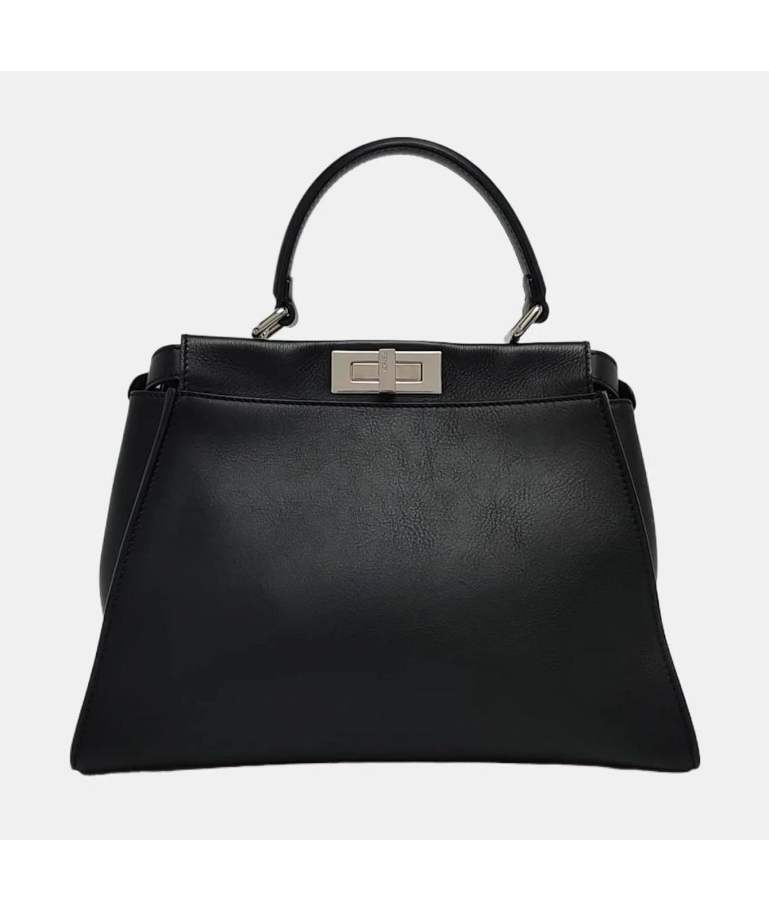 FENDI Черная кожаная сумка тоут, фото 4