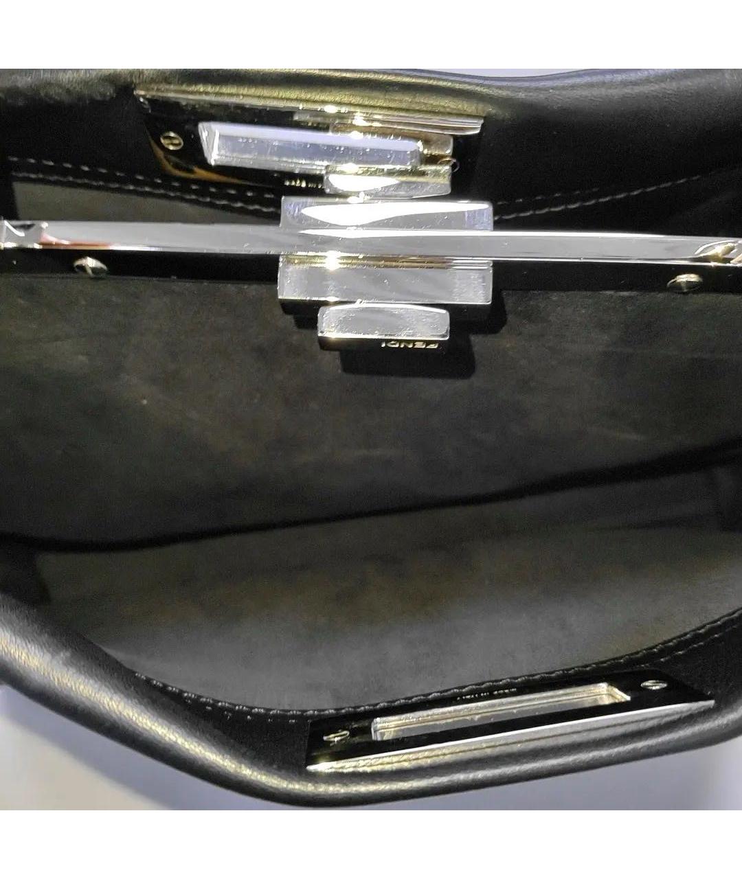 FENDI Черная кожаная сумка тоут, фото 5
