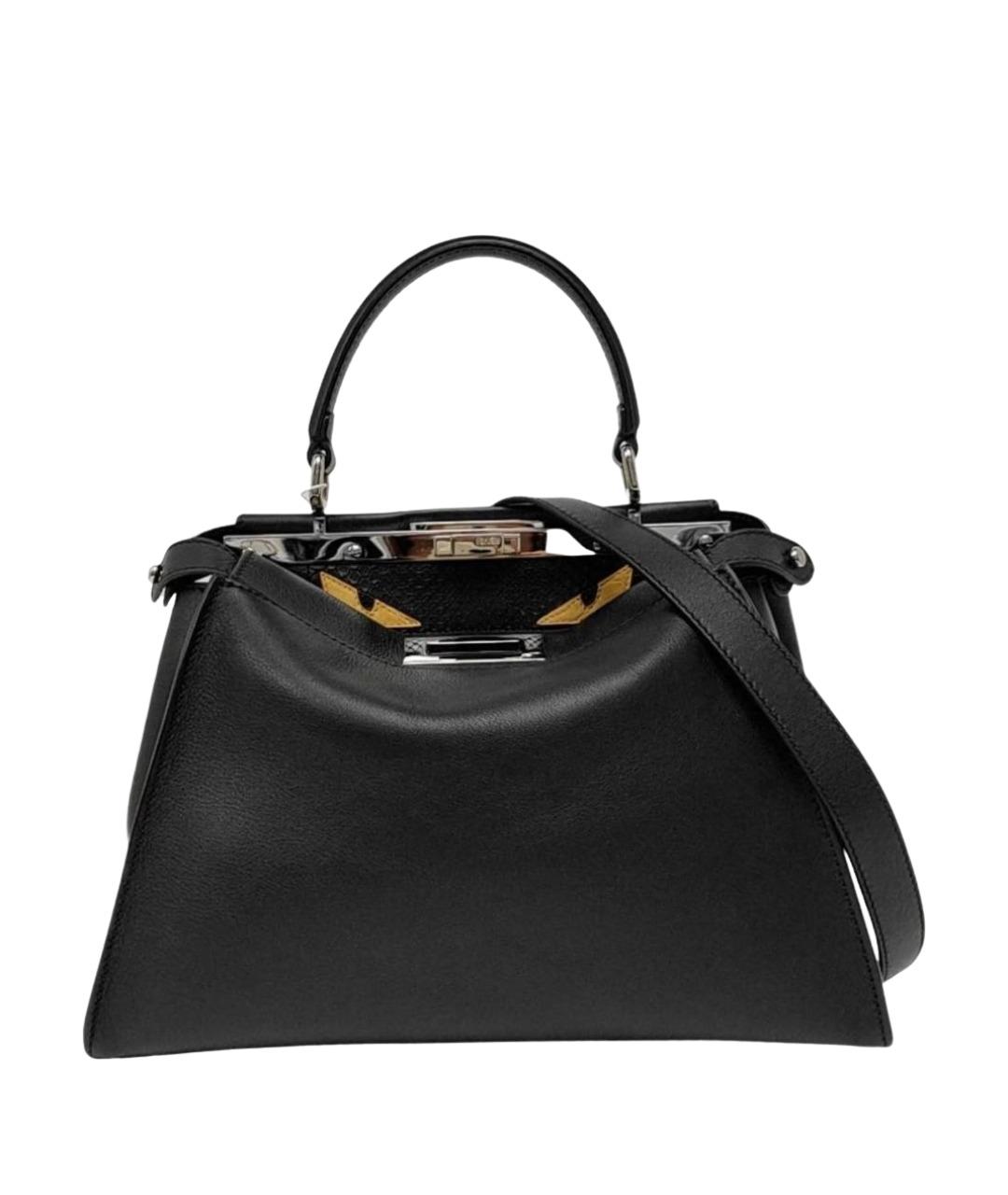 FENDI Черная кожаная сумка тоут, фото 10