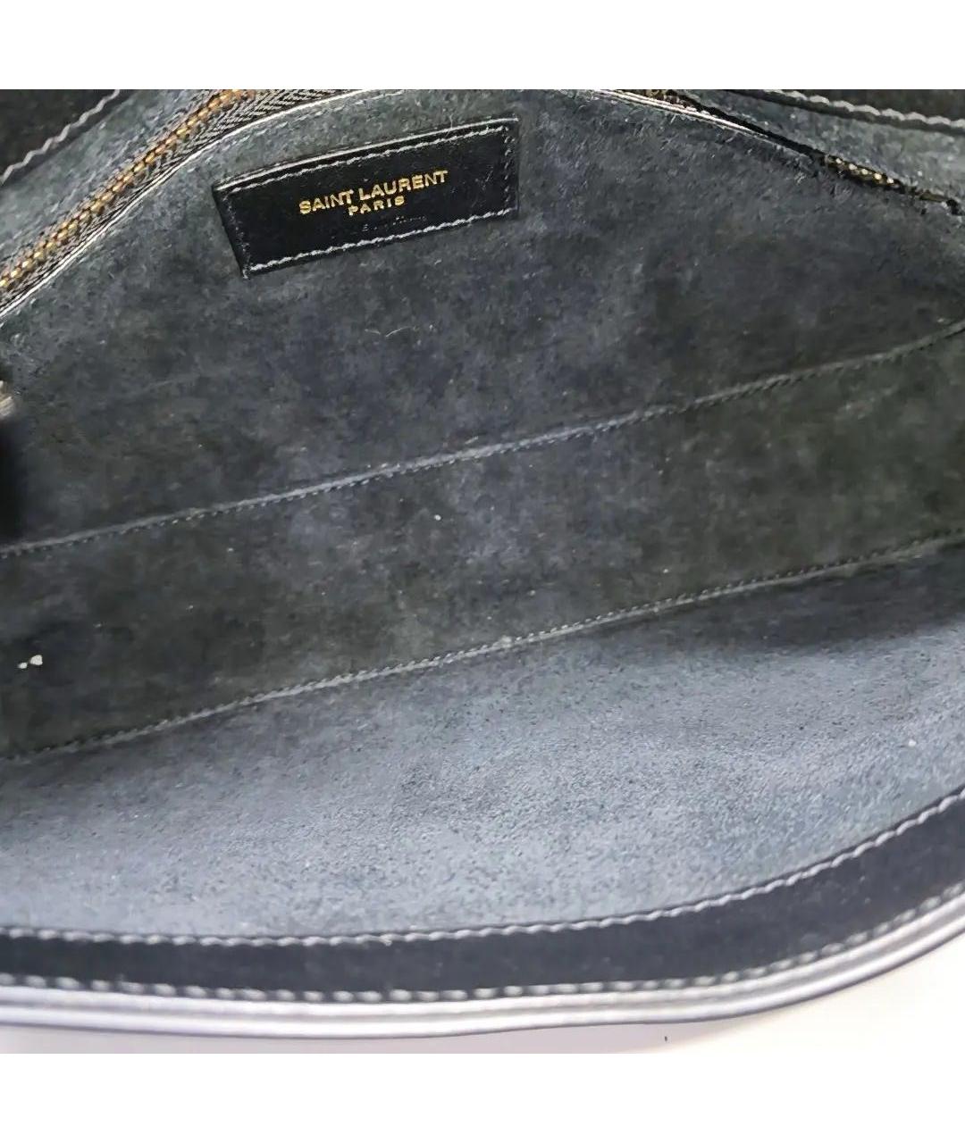 SAINT LAURENT Черная кожаная сумка с короткими ручками, фото 5