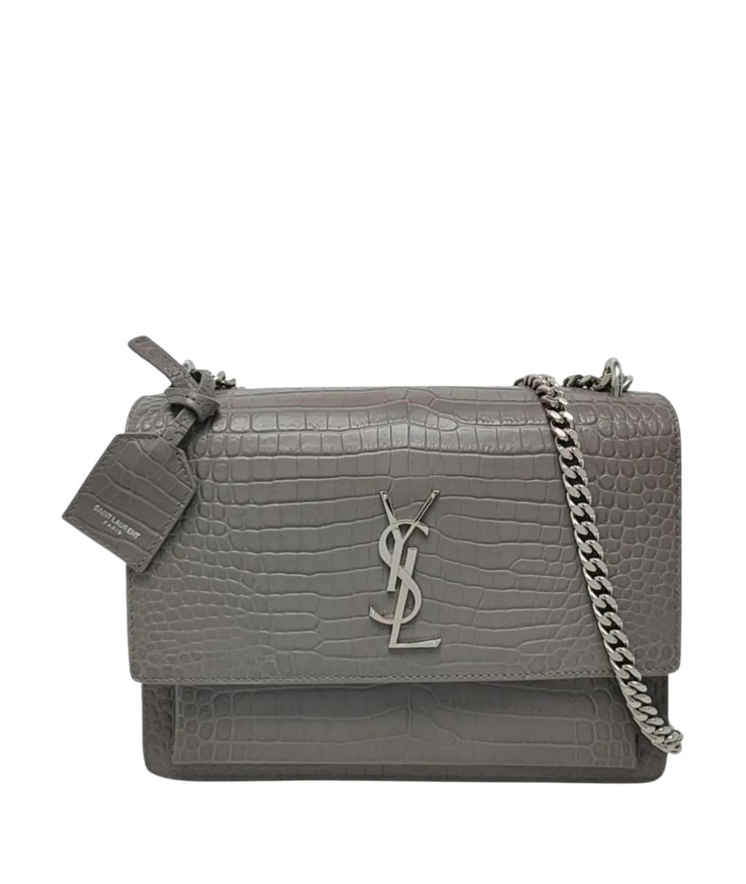 SAINT LAURENT Серая кожаная сумка через плечо, фото 1