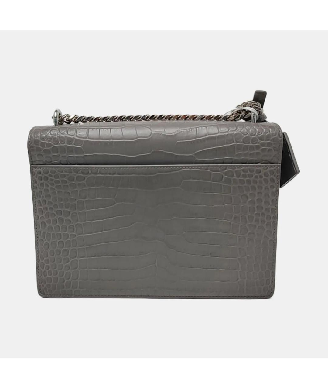 SAINT LAURENT Серая кожаная сумка через плечо, фото 4