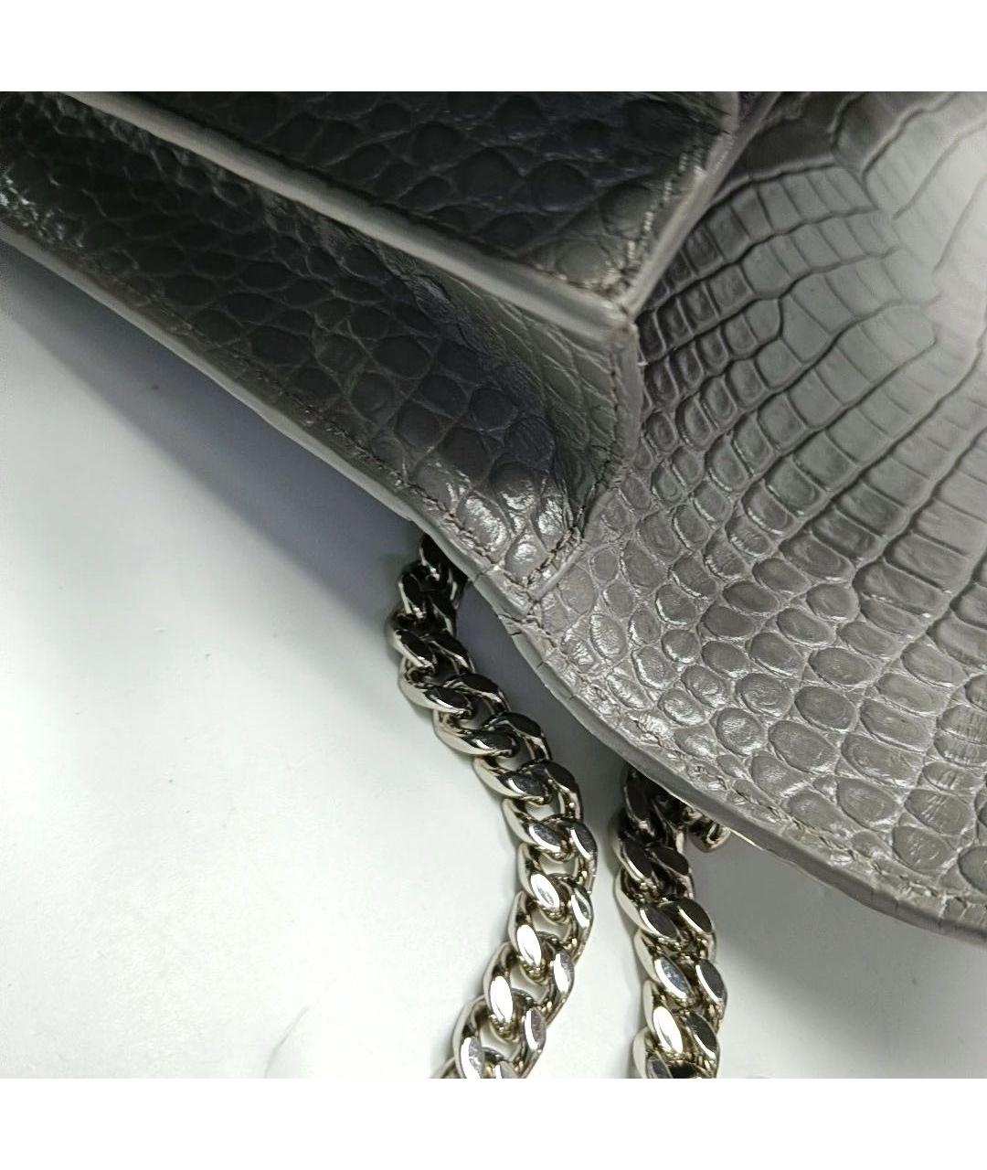 SAINT LAURENT Серая кожаная сумка через плечо, фото 7