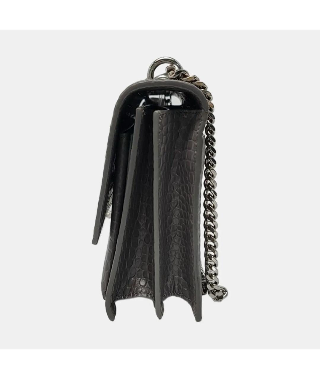 SAINT LAURENT Серая кожаная сумка через плечо, фото 2