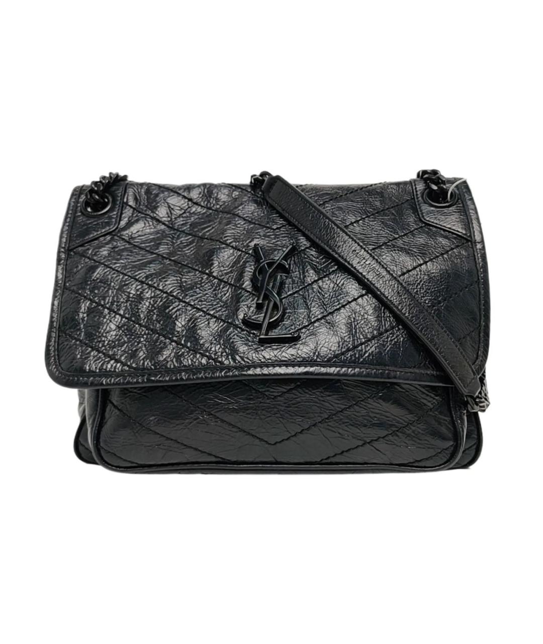 SAINT LAURENT Черная кожаная сумка через плечо, фото 9