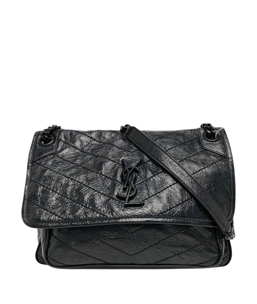 SAINT LAURENT Черная кожаная сумка через плечо, фото 1