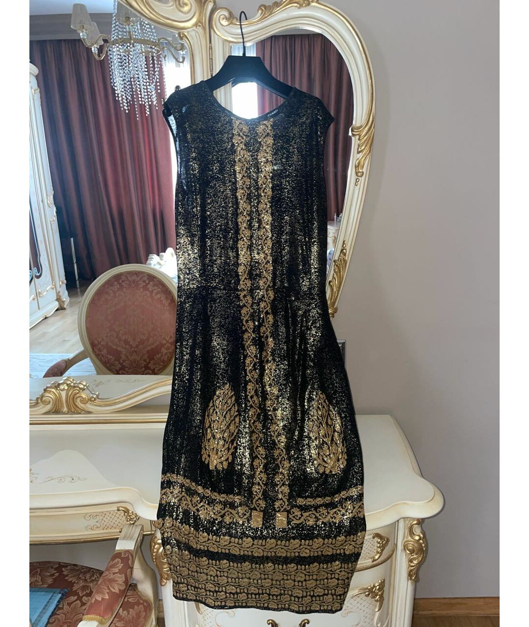 CHANEL PRE-OWNED Золотое вискозное коктейльное платье, фото 6