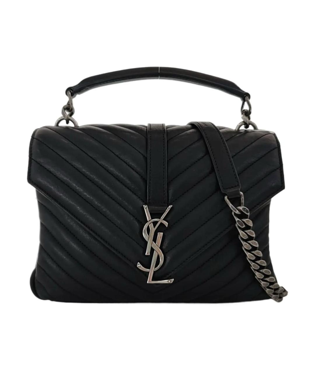 SAINT LAURENT Черная кожаная сумка через плечо, фото 9