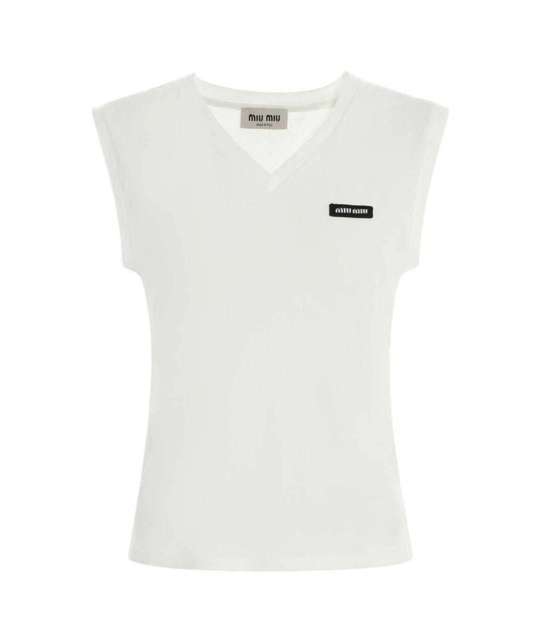 MIU MIU Белая хлопковая майка, фото 1