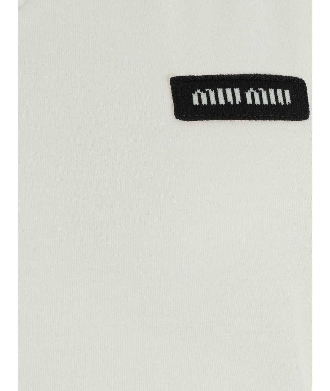 MIU MIU Белая хлопковая майка, фото 3