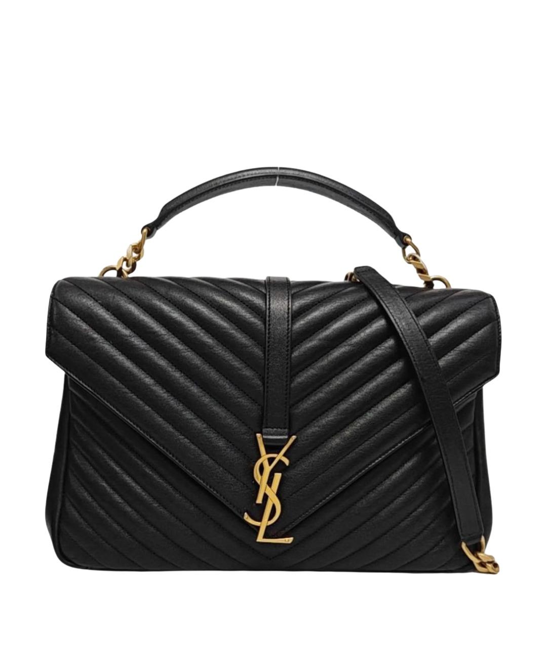 SAINT LAURENT Черная кожаная сумка через плечо, фото 1