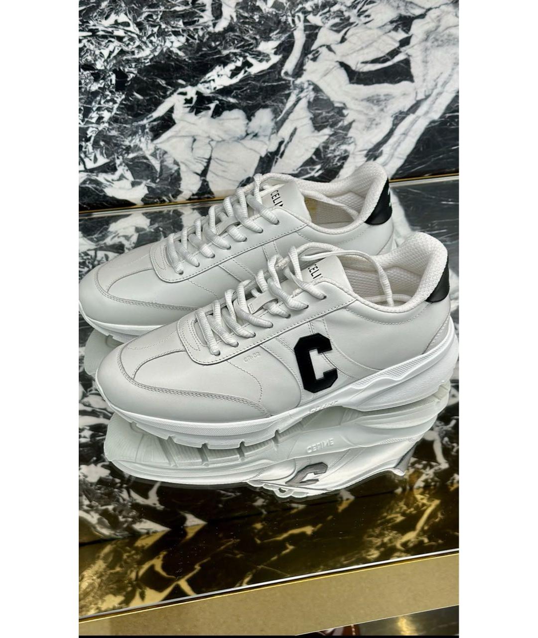 CELINE Белые кожаные кроссовки, фото 4