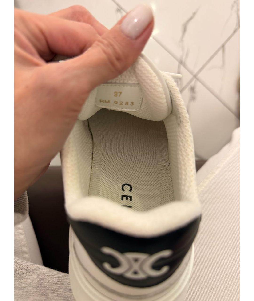 CELINE Белые кожаные кроссовки, фото 5