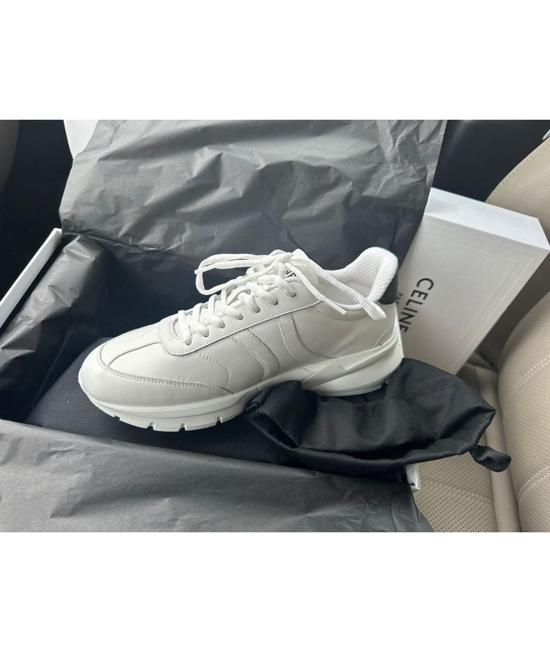 CELINE Белые кожаные кроссовки, фото 3