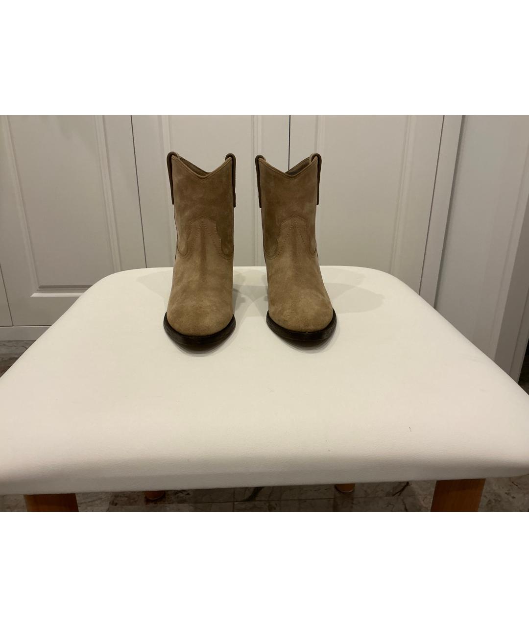 SAINT LAURENT Коричневые замшевые ботильоны, фото 2