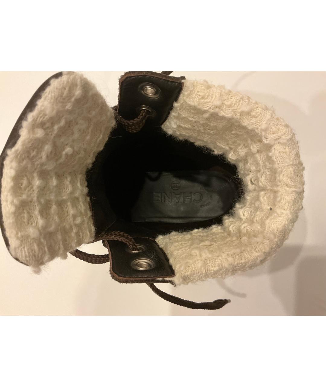 CHANEL Коричневые кожаные ботинки, фото 3