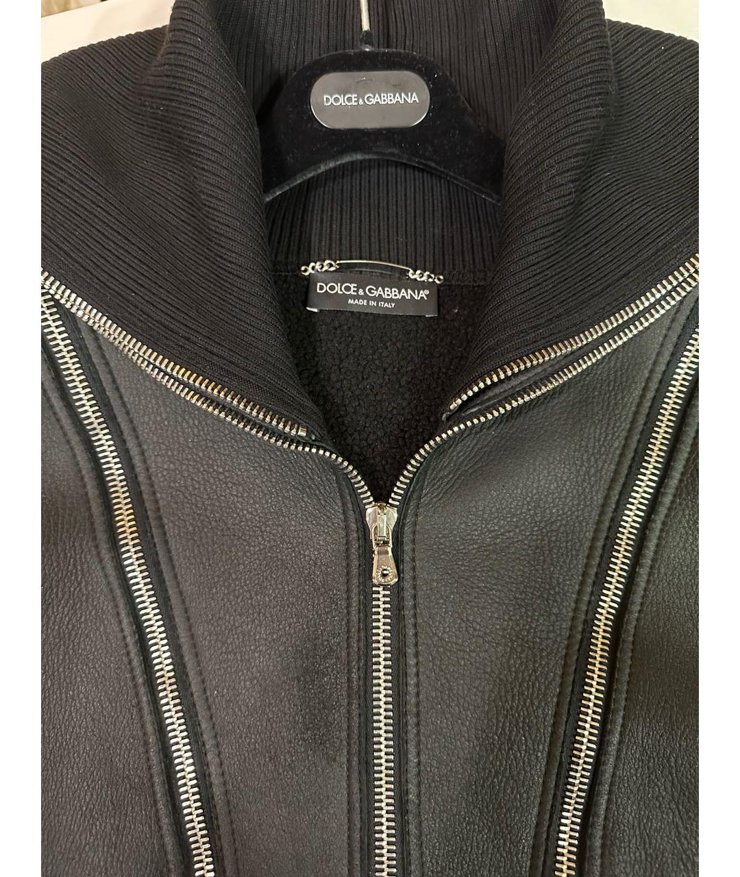DOLCE&GABBANA Черная кожаная дубленка, фото 3
