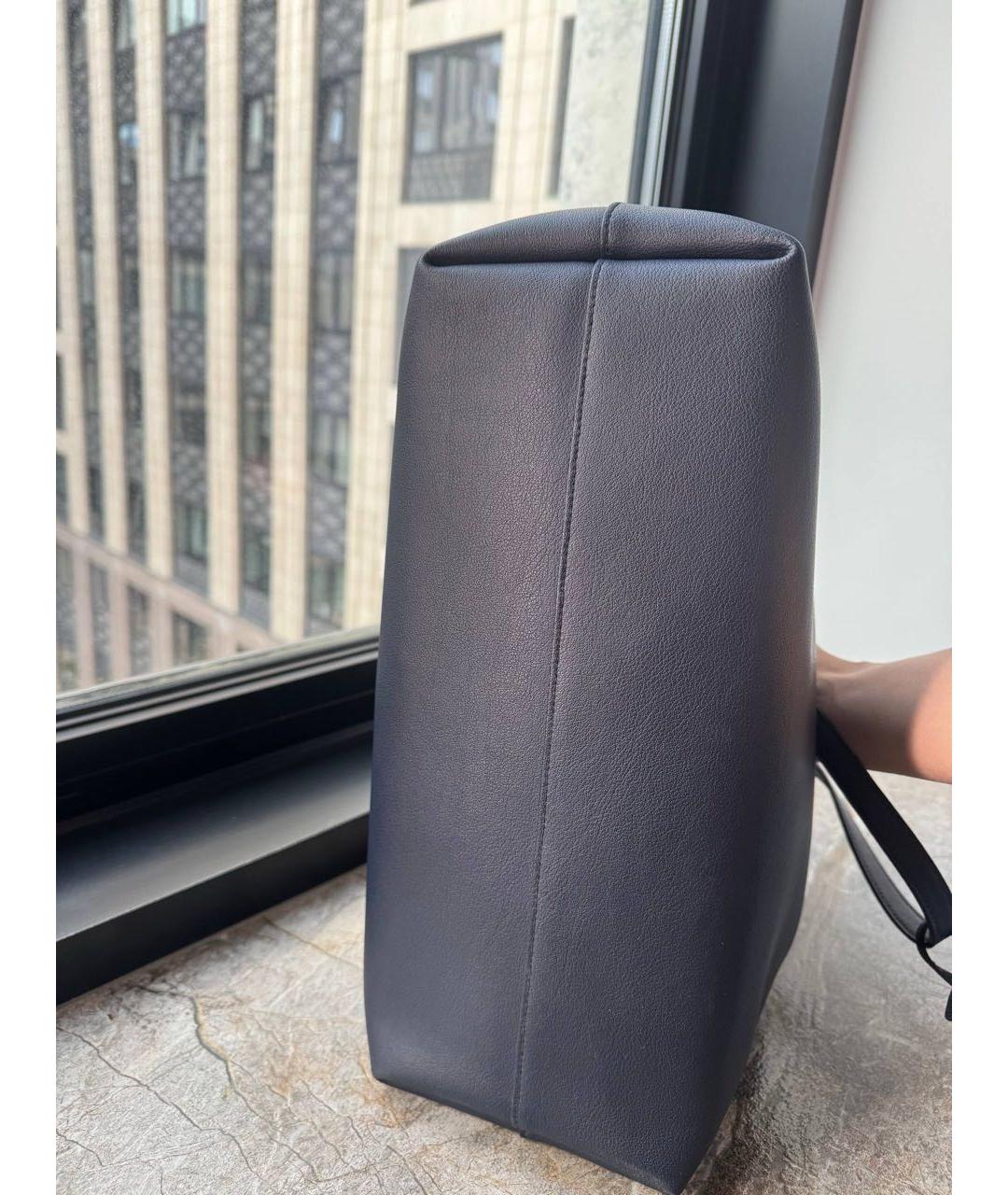 SAINT LAURENT Темно-синяя кожаная сумка тоут, фото 5