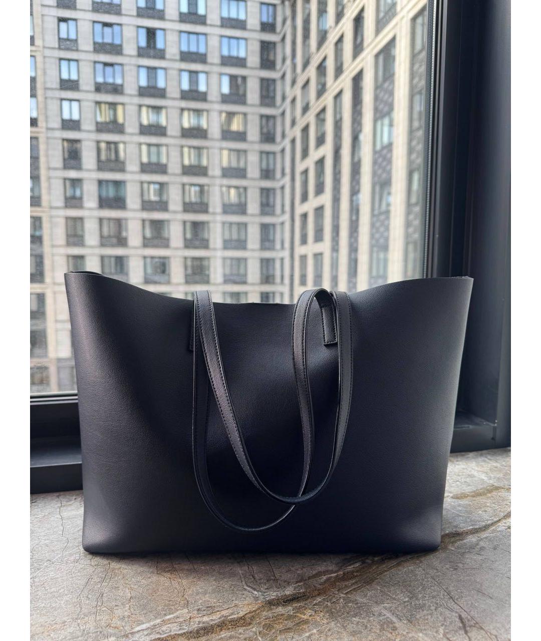 SAINT LAURENT Темно-синяя кожаная сумка тоут, фото 3