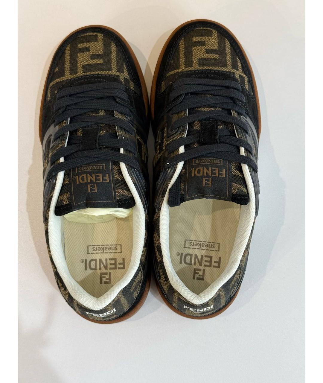 FENDI Коричневые кожаные кеды, фото 2