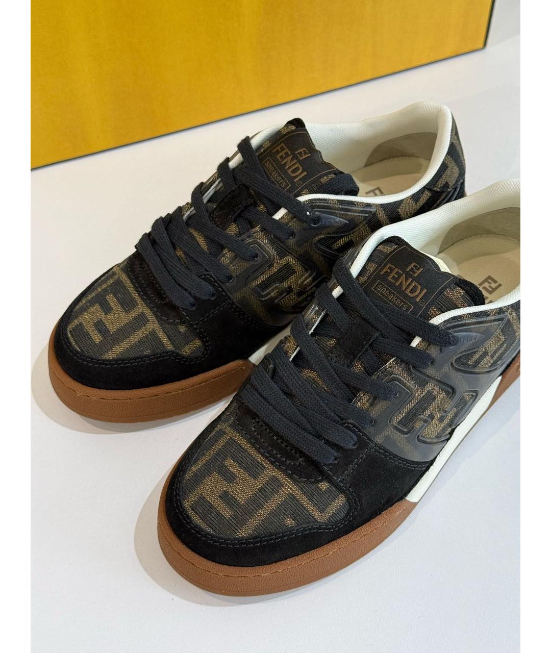 FENDI Коричневые кожаные кеды, фото 6