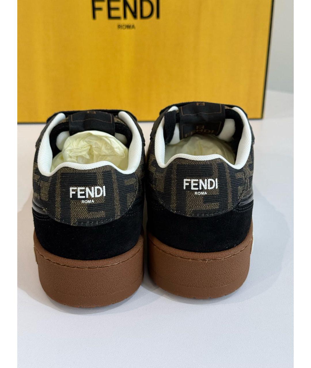 FENDI Коричневые кожаные кеды, фото 3