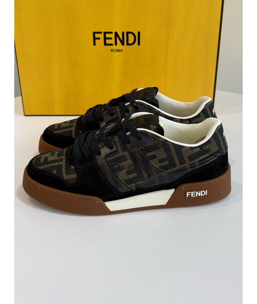 FENDI Коричневые кожаные кеды, фото 7