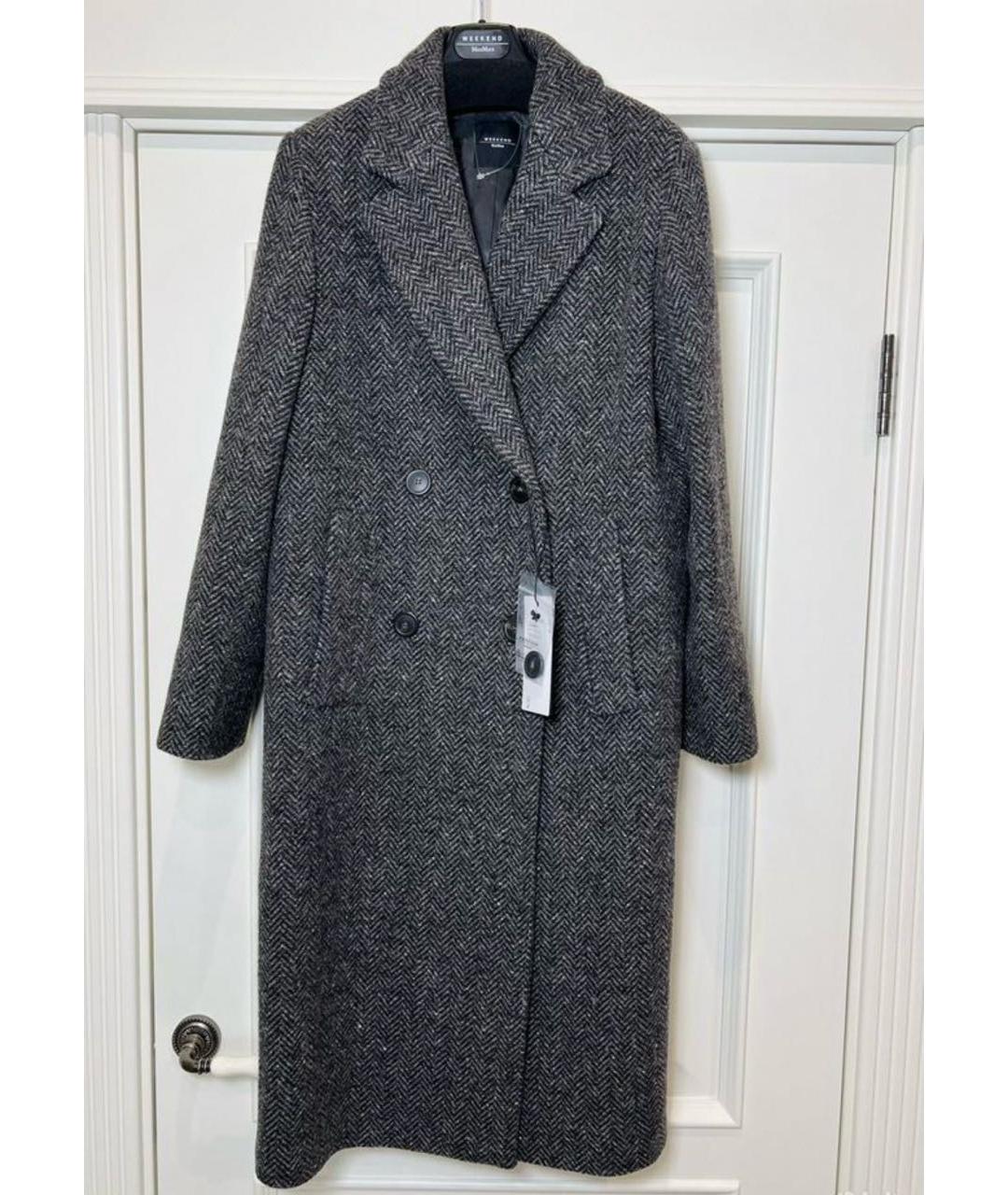 WEEKEND MAX MARA Серое шерстяное пальто, фото 4