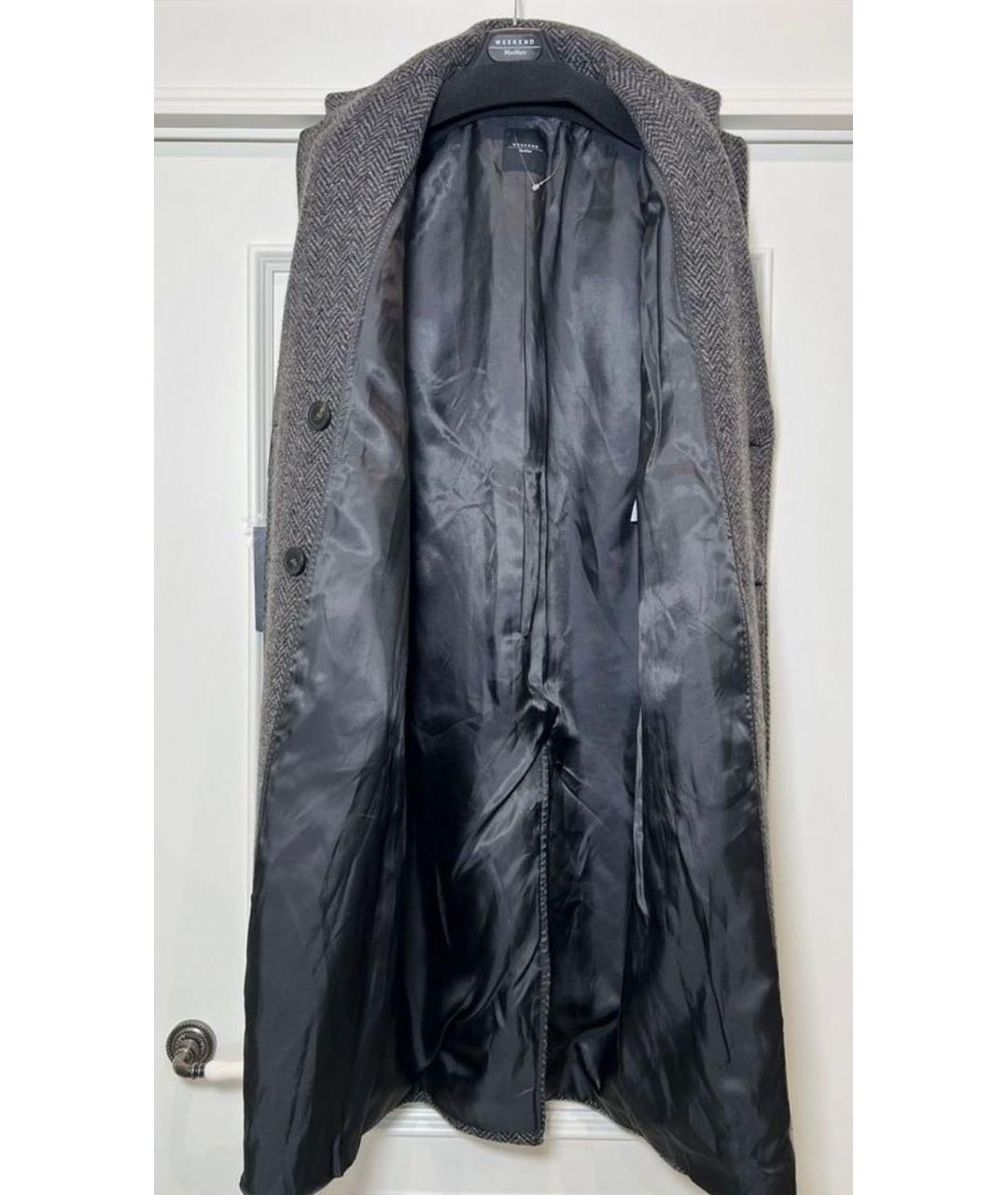 WEEKEND MAX MARA Серое шерстяное пальто, фото 3