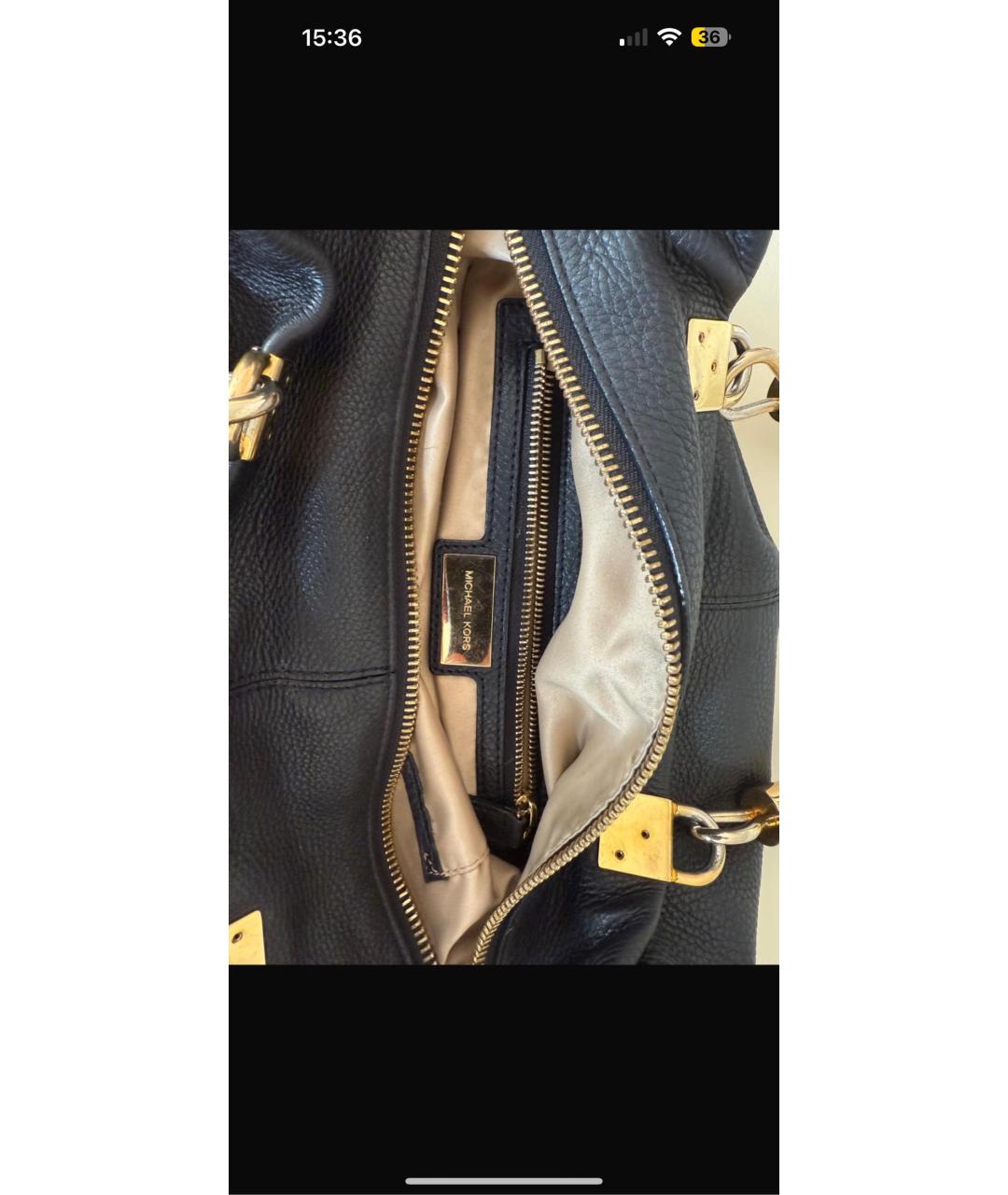 MICHAEL KORS Черная кожаная сумка с короткими ручками, фото 3
