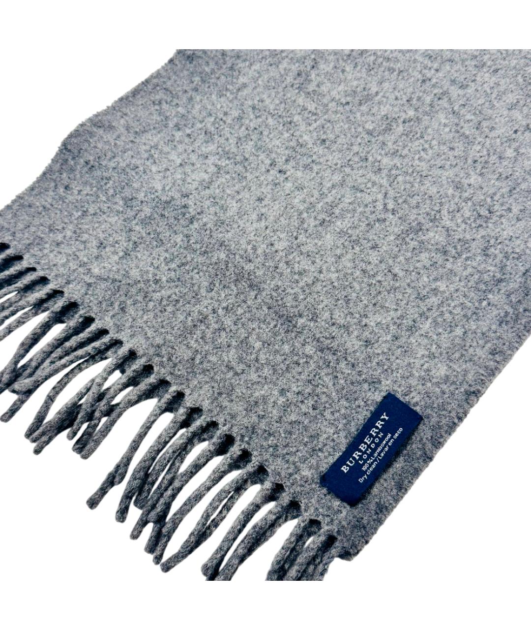 BURBERRY Серый шерстяной шарф, фото 3