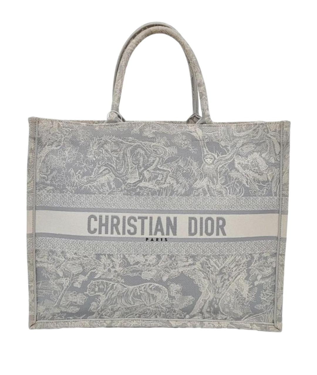 CHRISTIAN DIOR Серая жаккардовая сумка тоут, фото 10