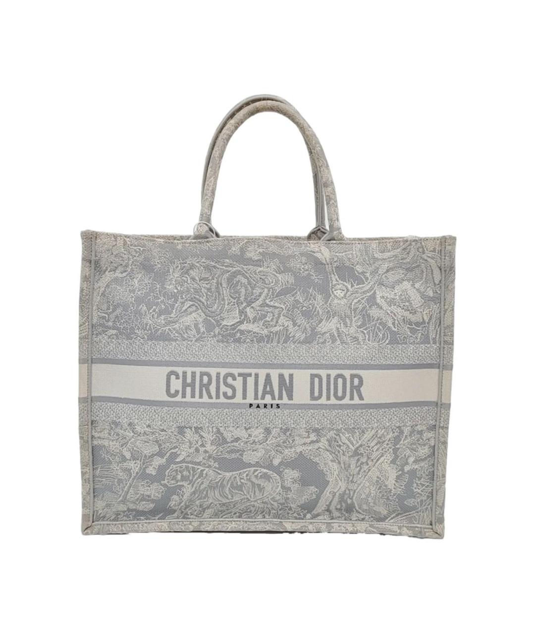 CHRISTIAN DIOR Серая жаккардовая сумка тоут, фото 9