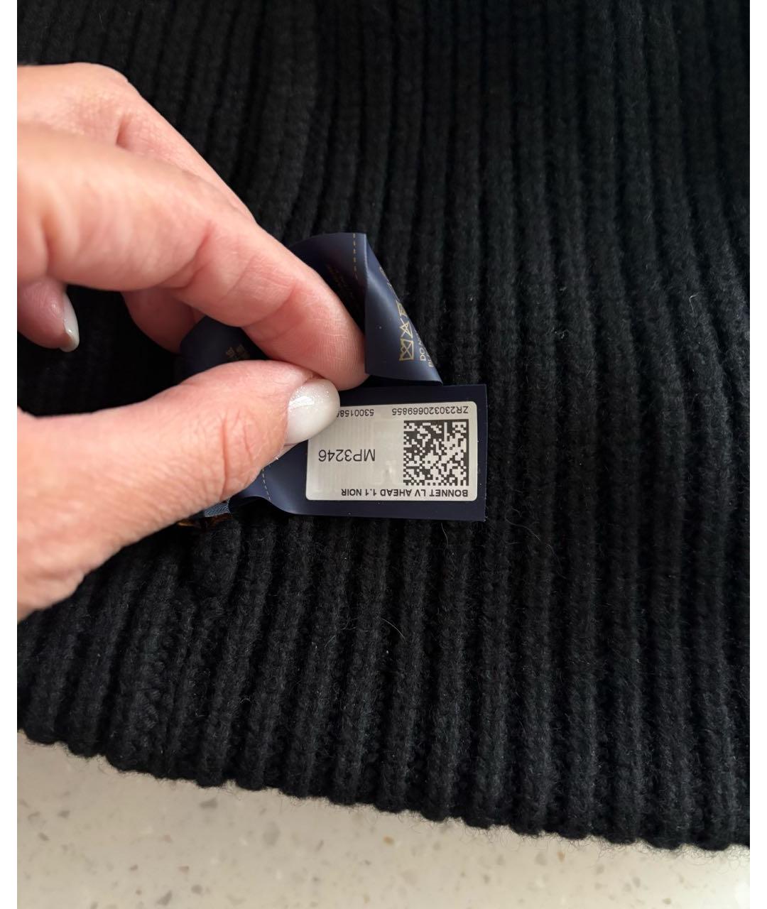 LOUIS VUITTON Черная шерстяная шапка, фото 4