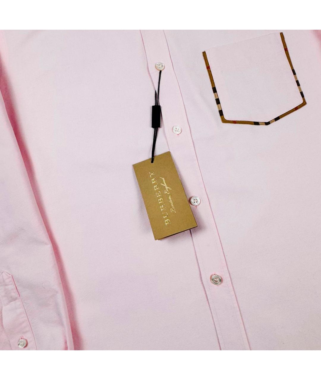 BURBERRY Розовая хлопковая классическая рубашка, фото 2