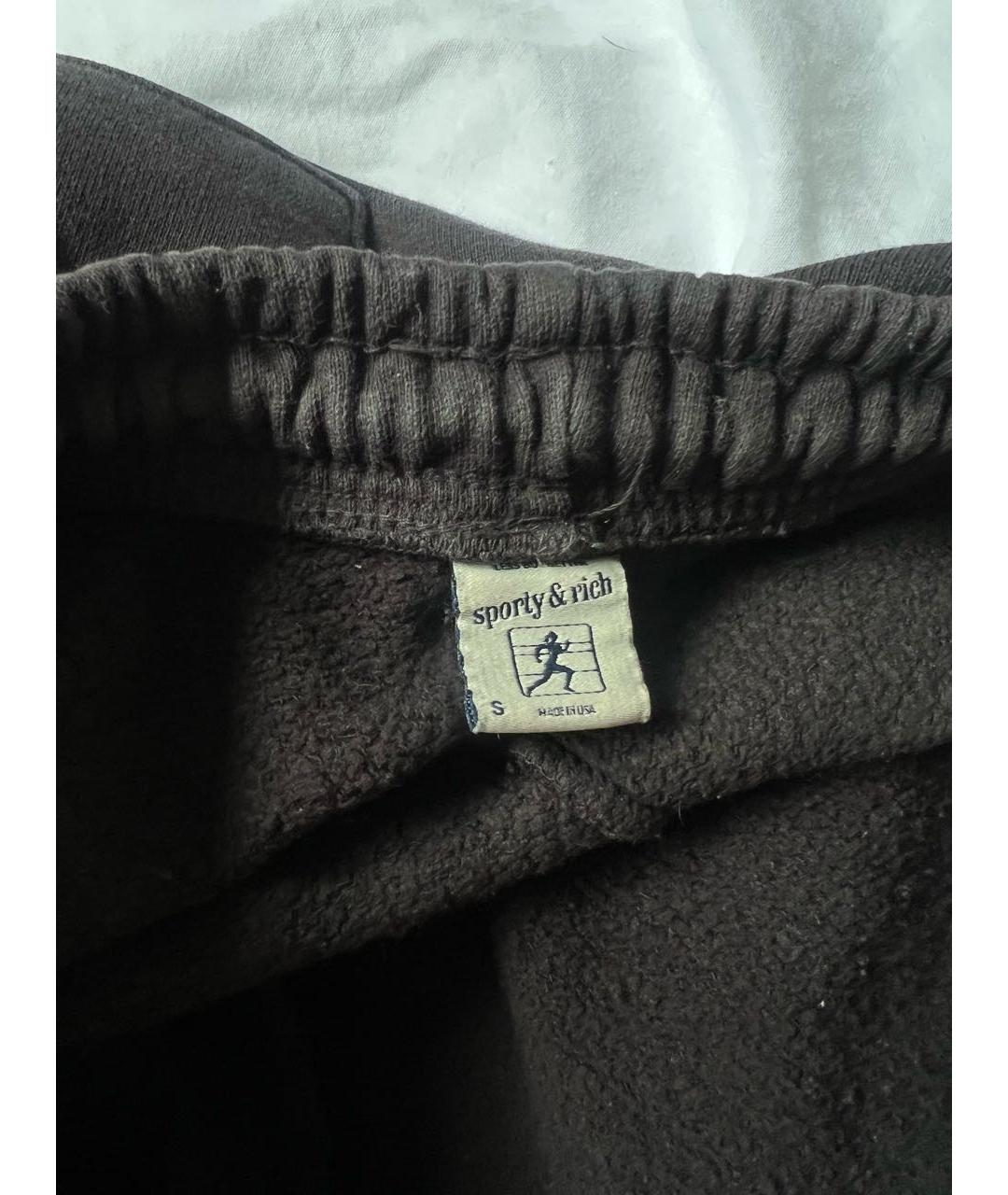 SPORTY AND RICH Антрацитовые хлопковые спортивные брюки и шорты, фото 4