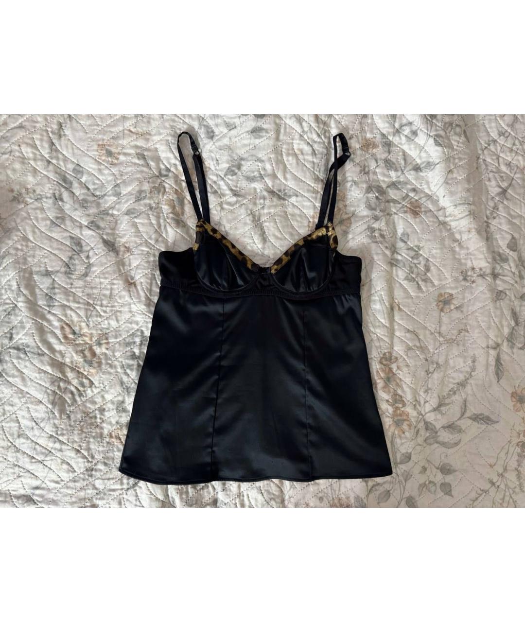 DOLCE&GABBANA Черная атласная майка, фото 2