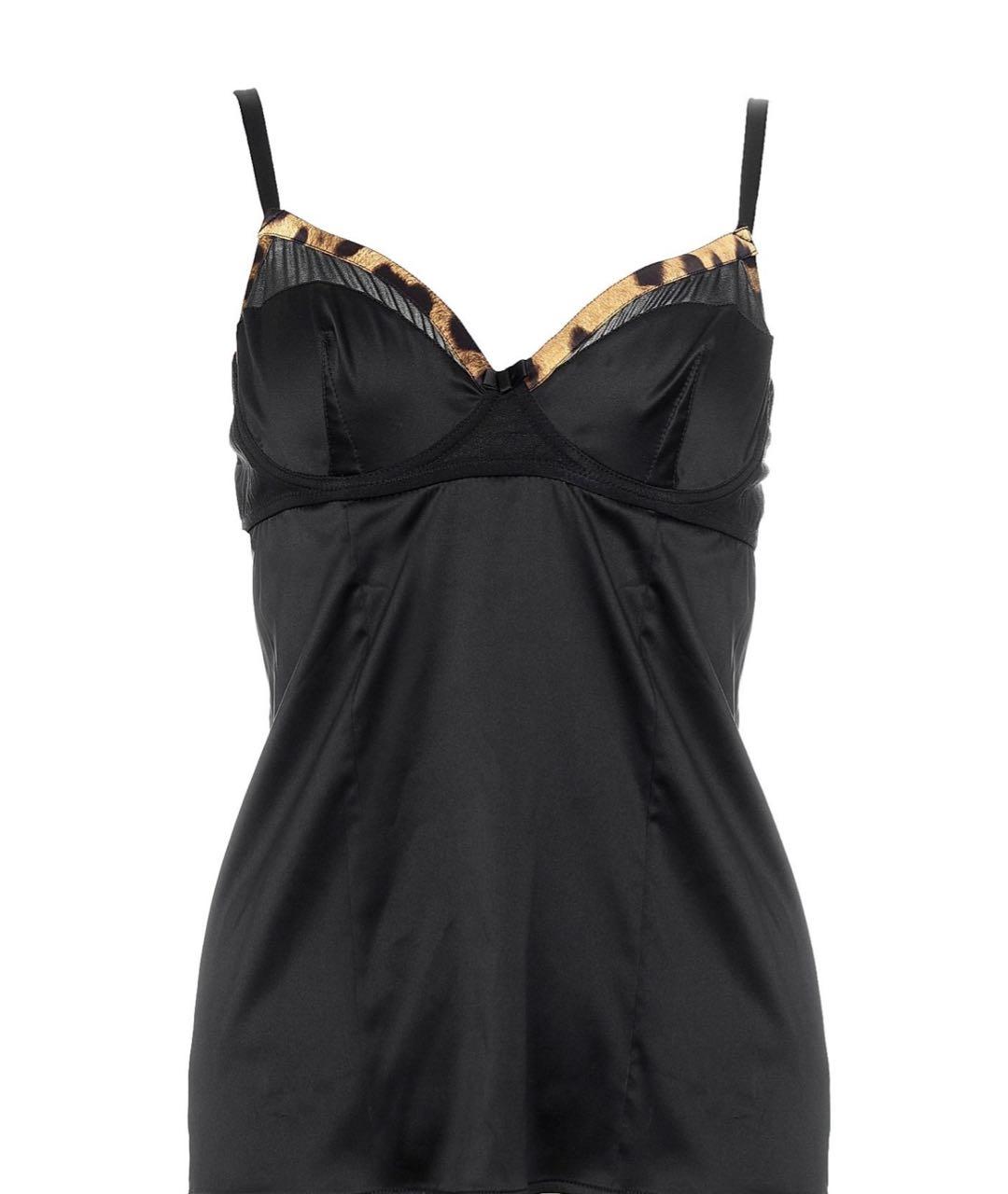 DOLCE&GABBANA Черная атласная майка, фото 1