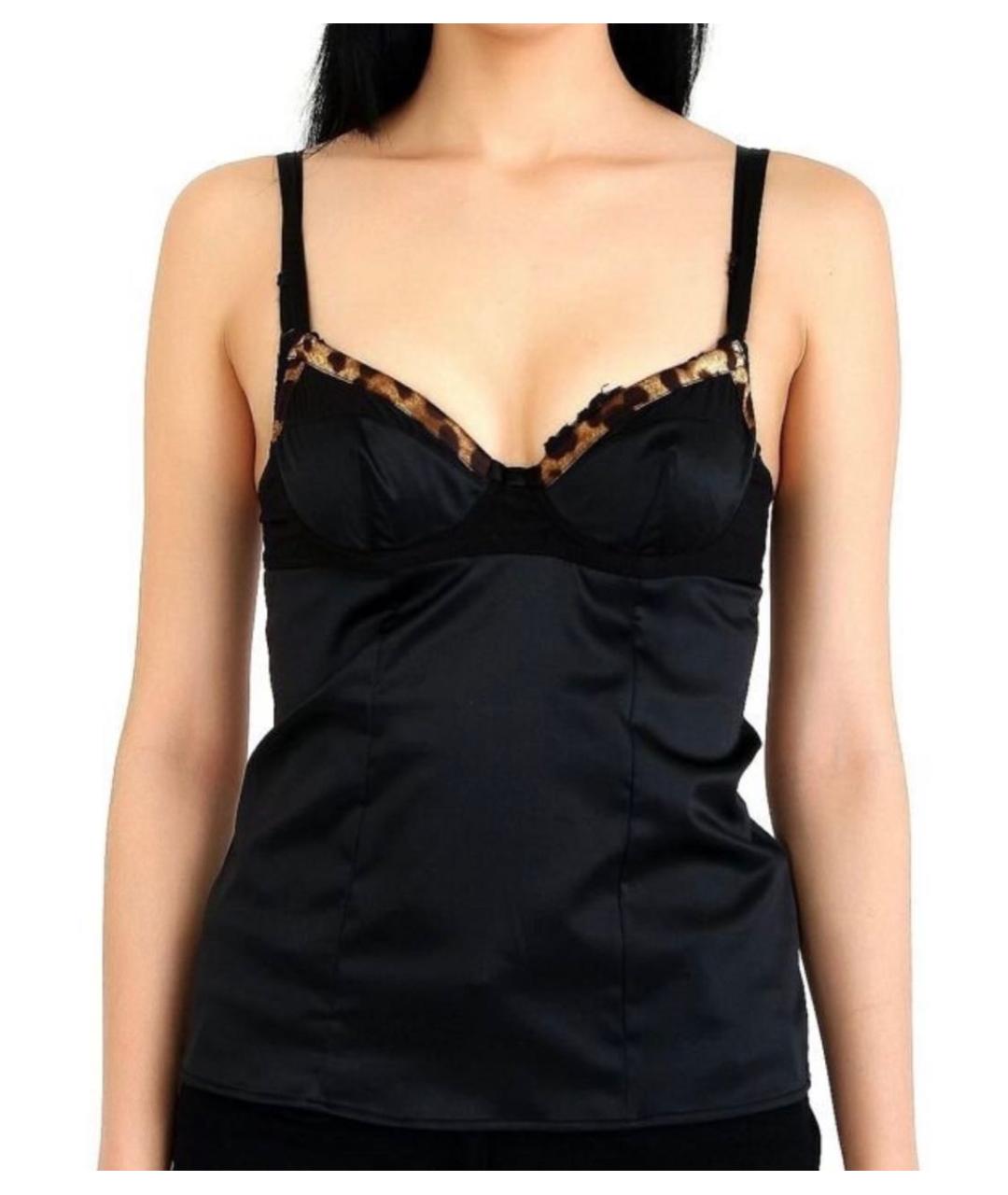 DOLCE&GABBANA Черная атласная майка, фото 5