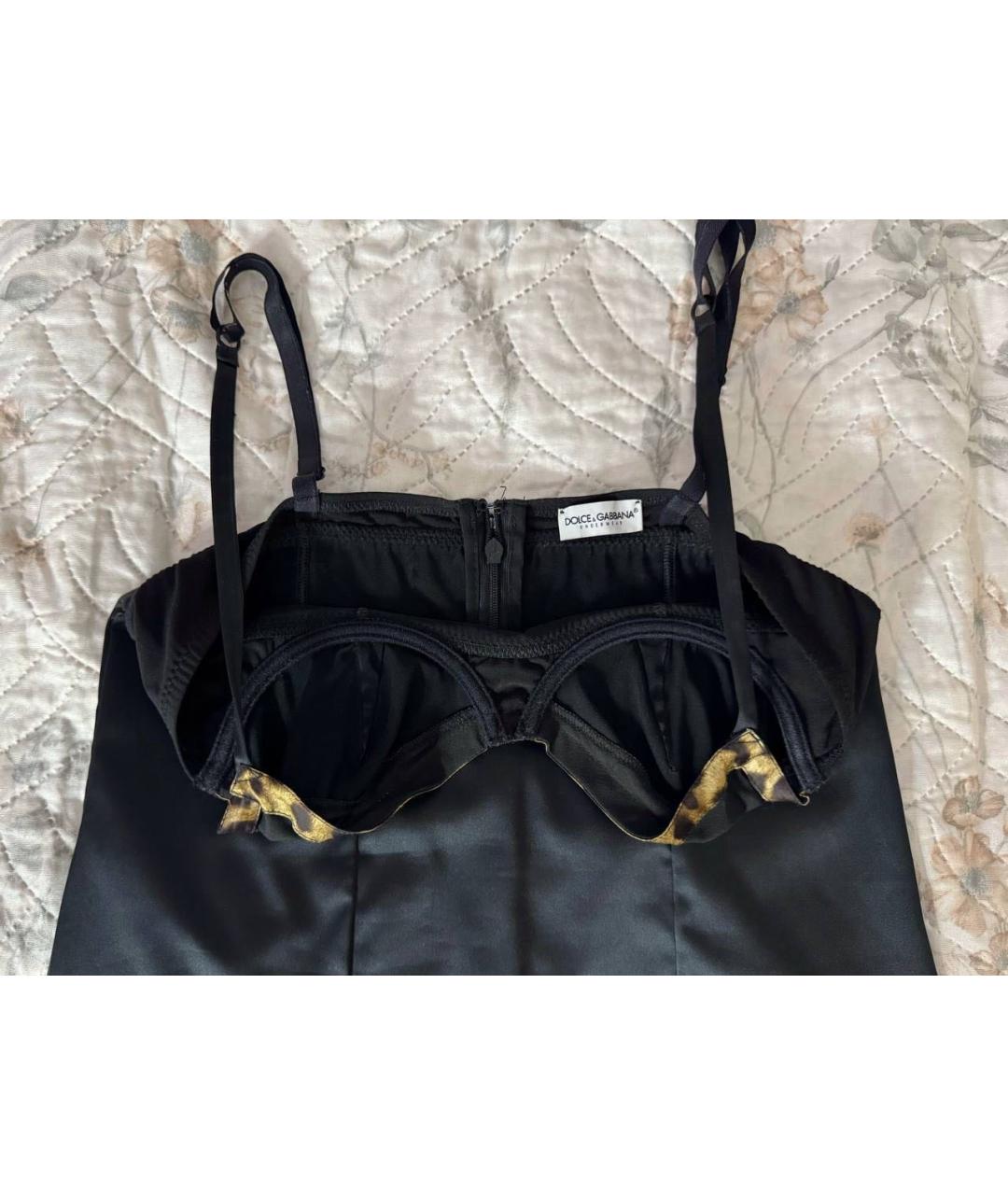 DOLCE&GABBANA Черная атласная майка, фото 4