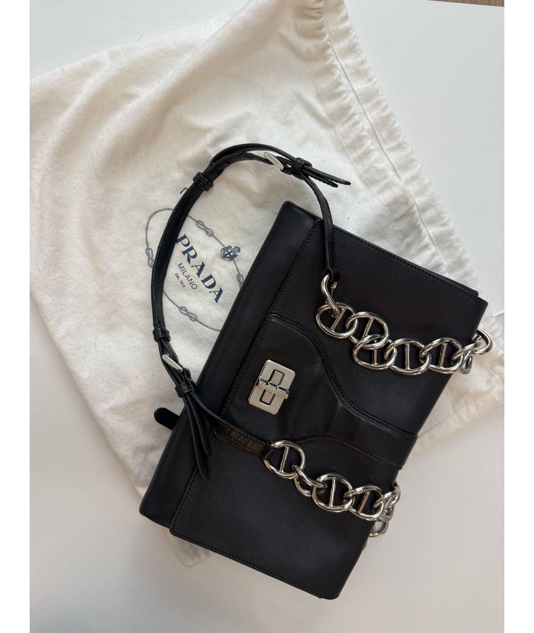 PRADA Черная кожаная сумка через плечо, фото 9