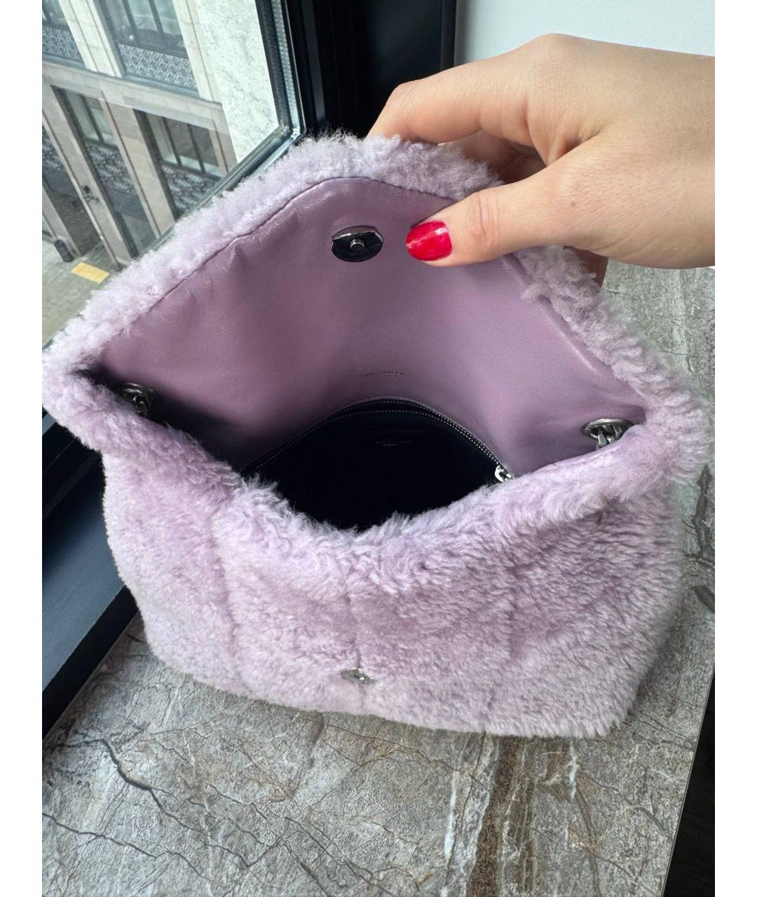 SAINT LAURENT Розовая меховая сумка через плечо, фото 3